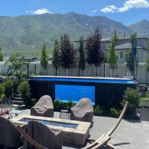 Large 40ft shipping container pool for family recreation and entertainment
