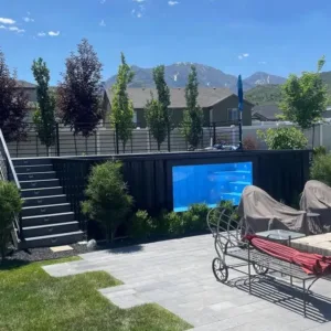 Modern container pool made from a converted 40ft shipping container