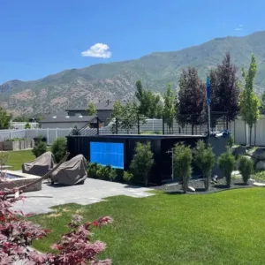 Above-ground 40ft container swimming pool with durable steel construction