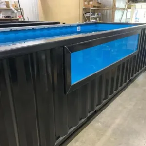 40ft shipping container pool installed in a modern backyard setting