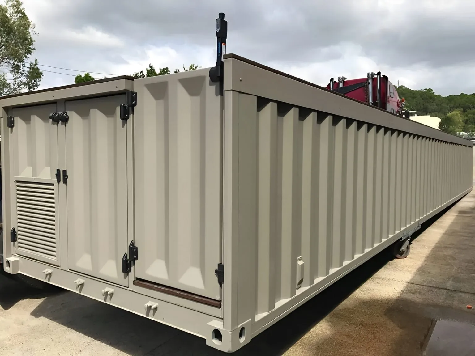 Custom 40ft container swimming pool with tanning ledge and heat pump system