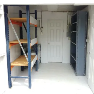 Modified 40ft shipping container with air conditioning and inventory racking