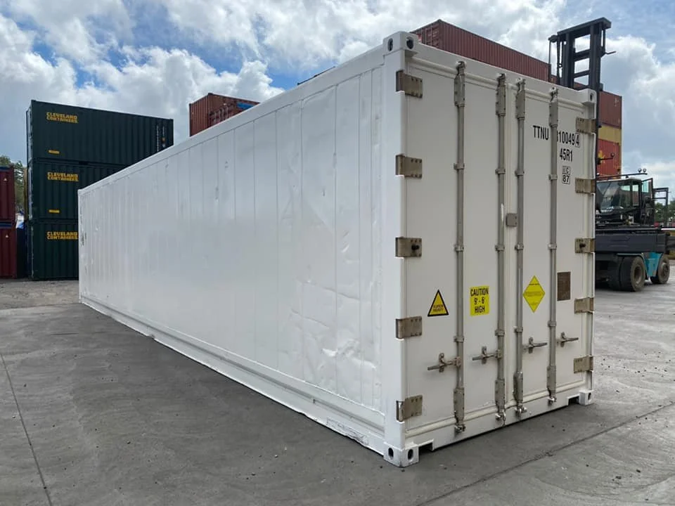 40ft high cube reefer container with temperature-controlled cold storage system