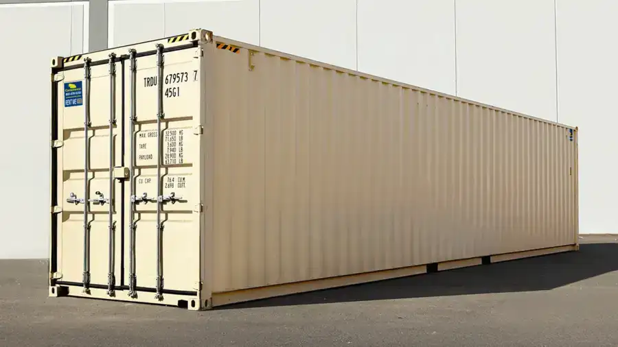 Weather-resistant 40ft high cube container with ventilated design and secure access