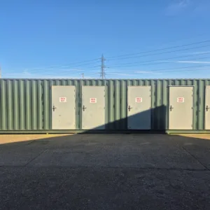 Spacious 40ft storage container with marine plywood flooring and lock box