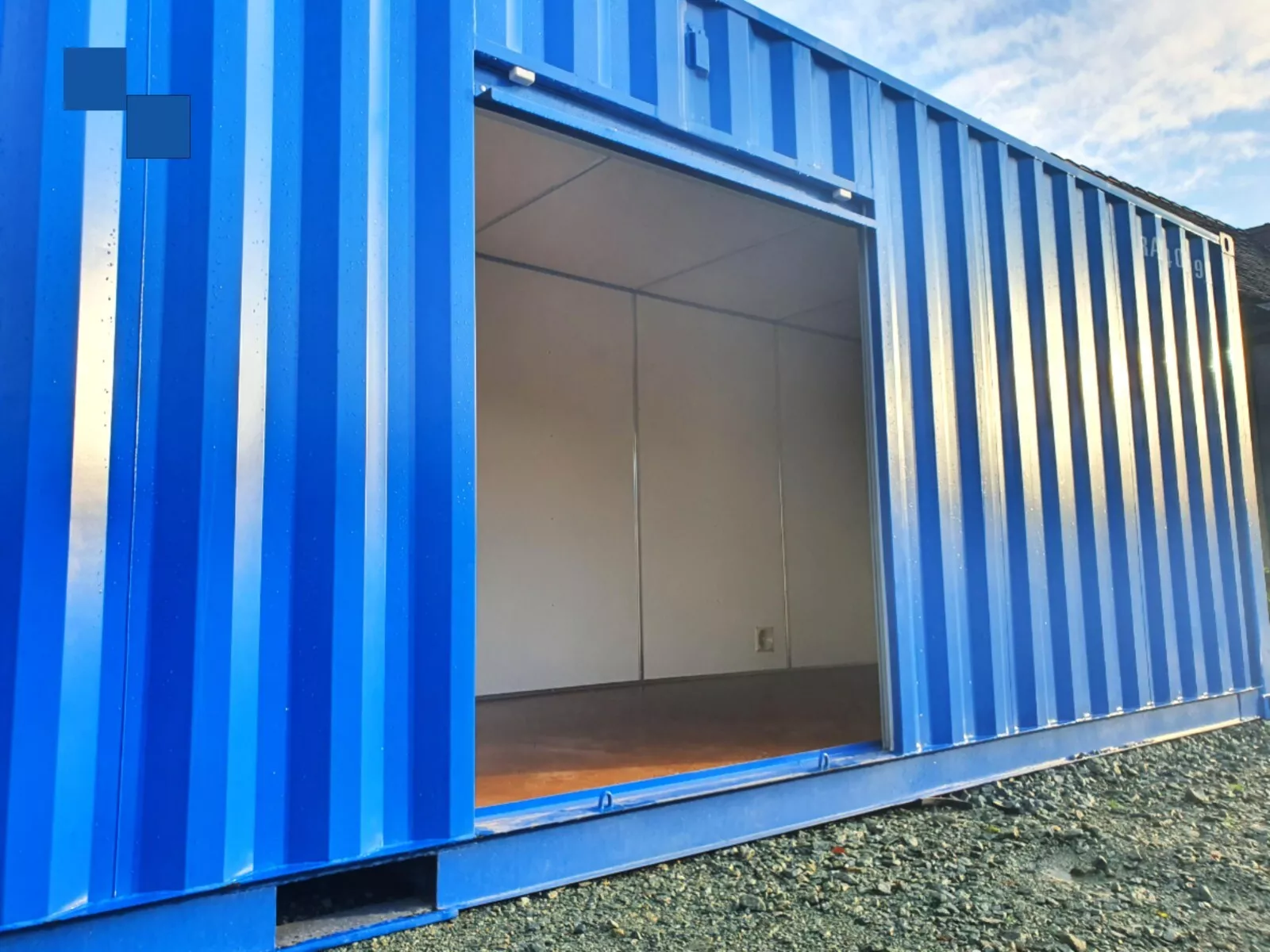 40ft insulated self-storage container with plywood-lined interior
