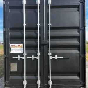 Modified 40ft storage container featuring three roller shutter side doors