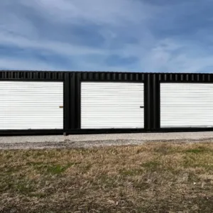 40ft shipping container with three roll-up side doors for easy access storage