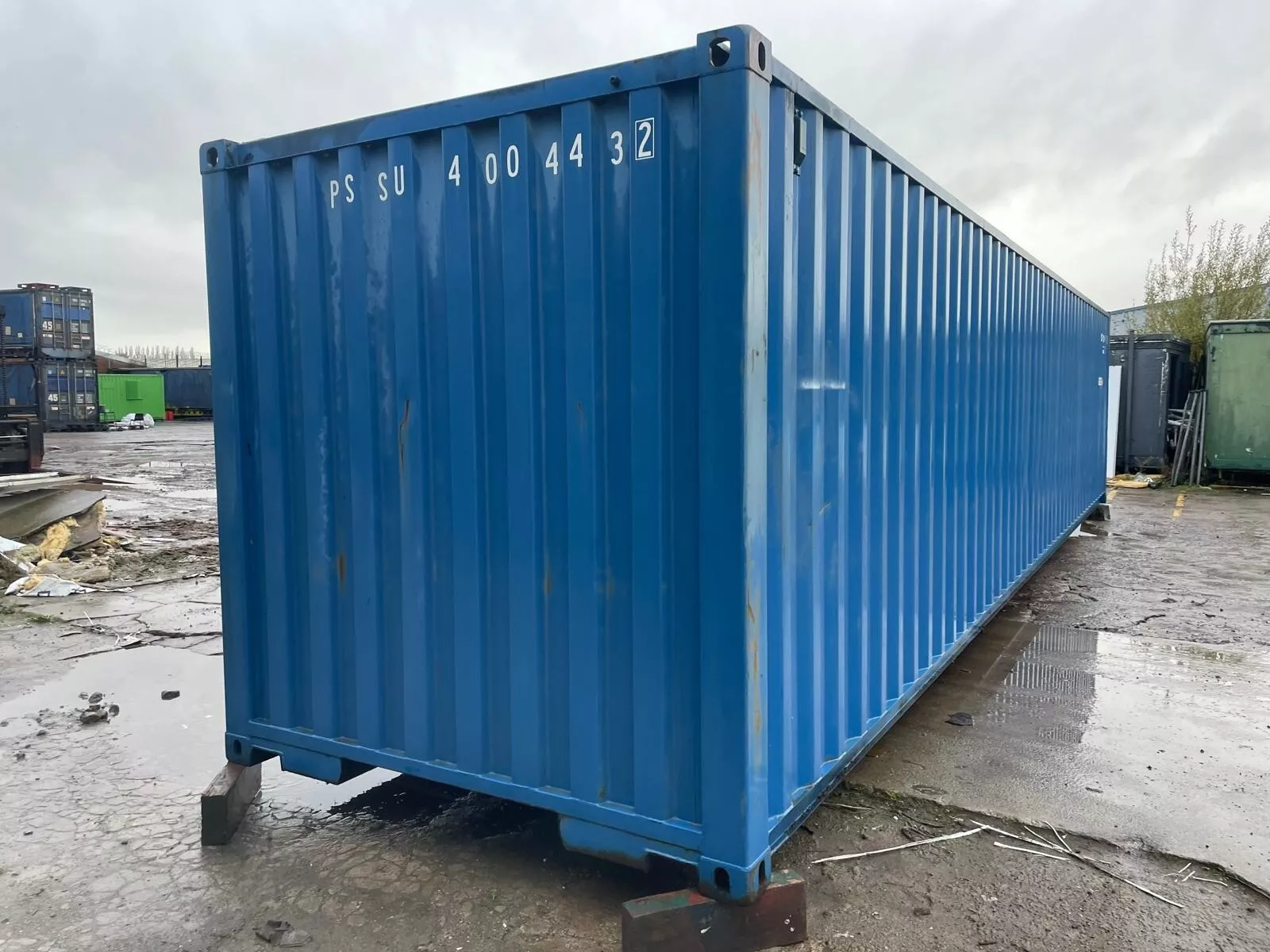 Modified 40ft storage container with electrical installation and secure access