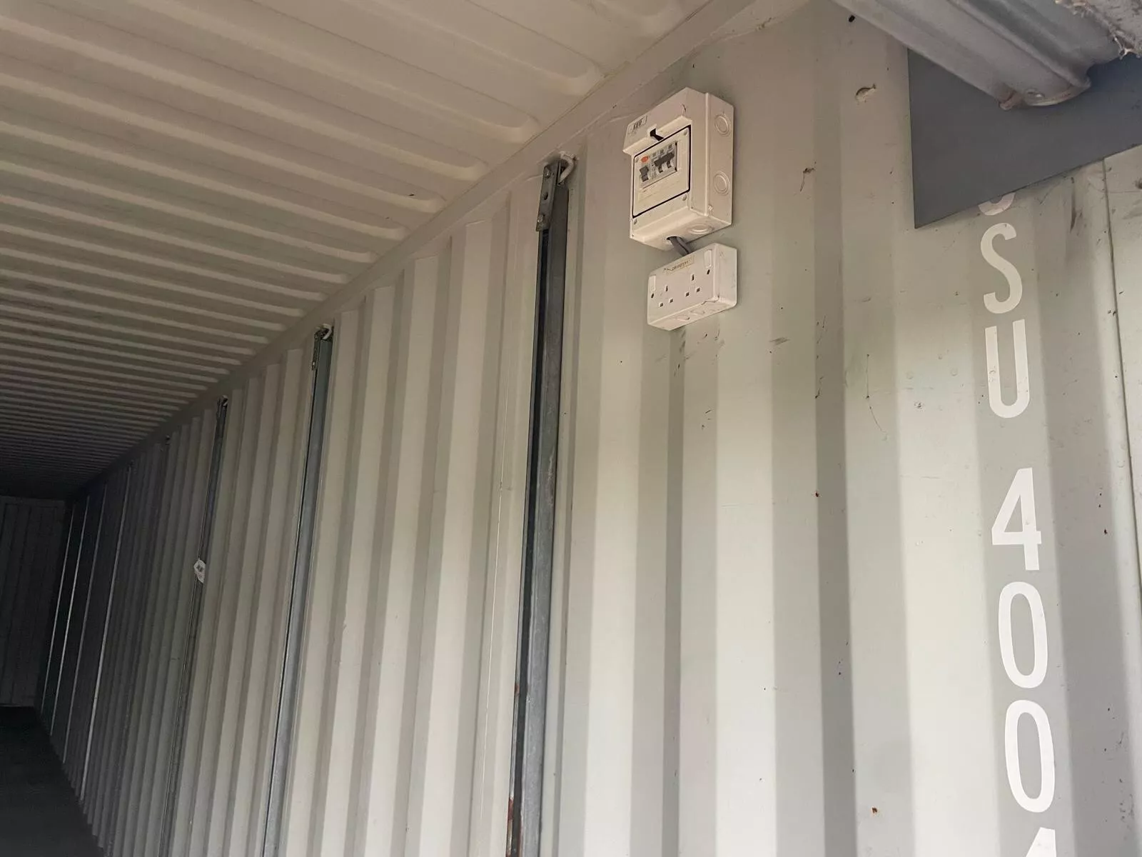 40ft steel workshop container with lighting and power connections