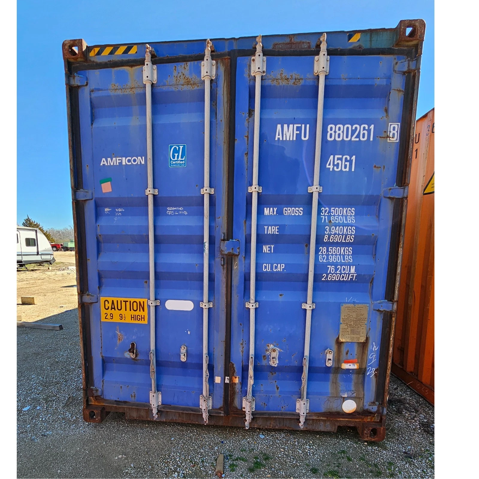 40ft high cube shipping container with water-tight construction and extra storage height