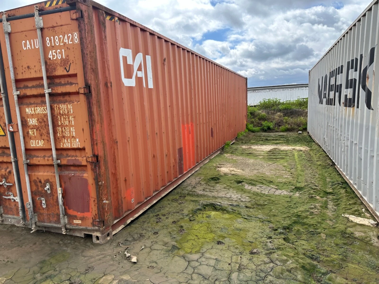 Used 40ft shipping container with secure cargo doors and steel construction