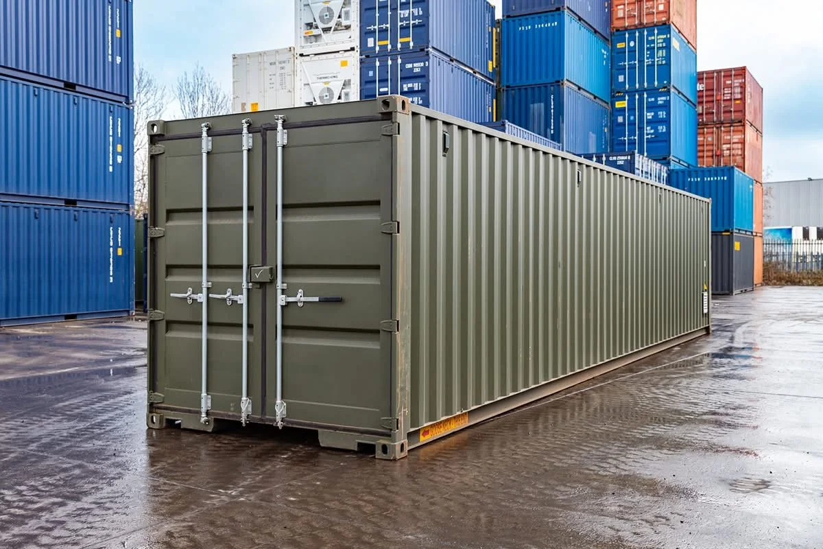 40ft tunnel container with integrated shelving and dual-end cargo doors