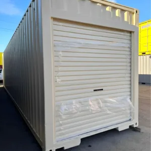 40ft x 8ft storage container with lockable roll-up door and marine plywood floor