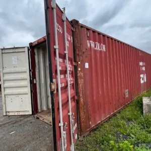 Large 45ft COR-TEN steel container with double cargo doors and secure lockbox