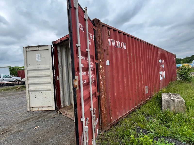 Large 45ft COR-TEN steel container with double cargo doors and secure lockbox