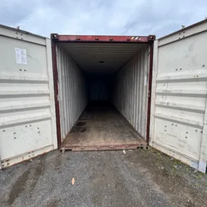 Weather-resistant 45ft shipping container for industrial equipment and inventory storage