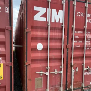 Used 45ft high cube steel shipping container in red for commercial storage