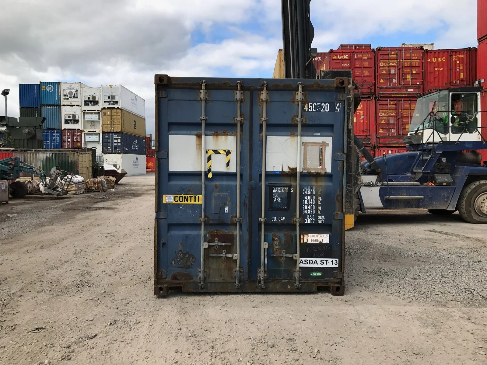 45ft cargo shipping container with double rear doors and marine plywood flooring