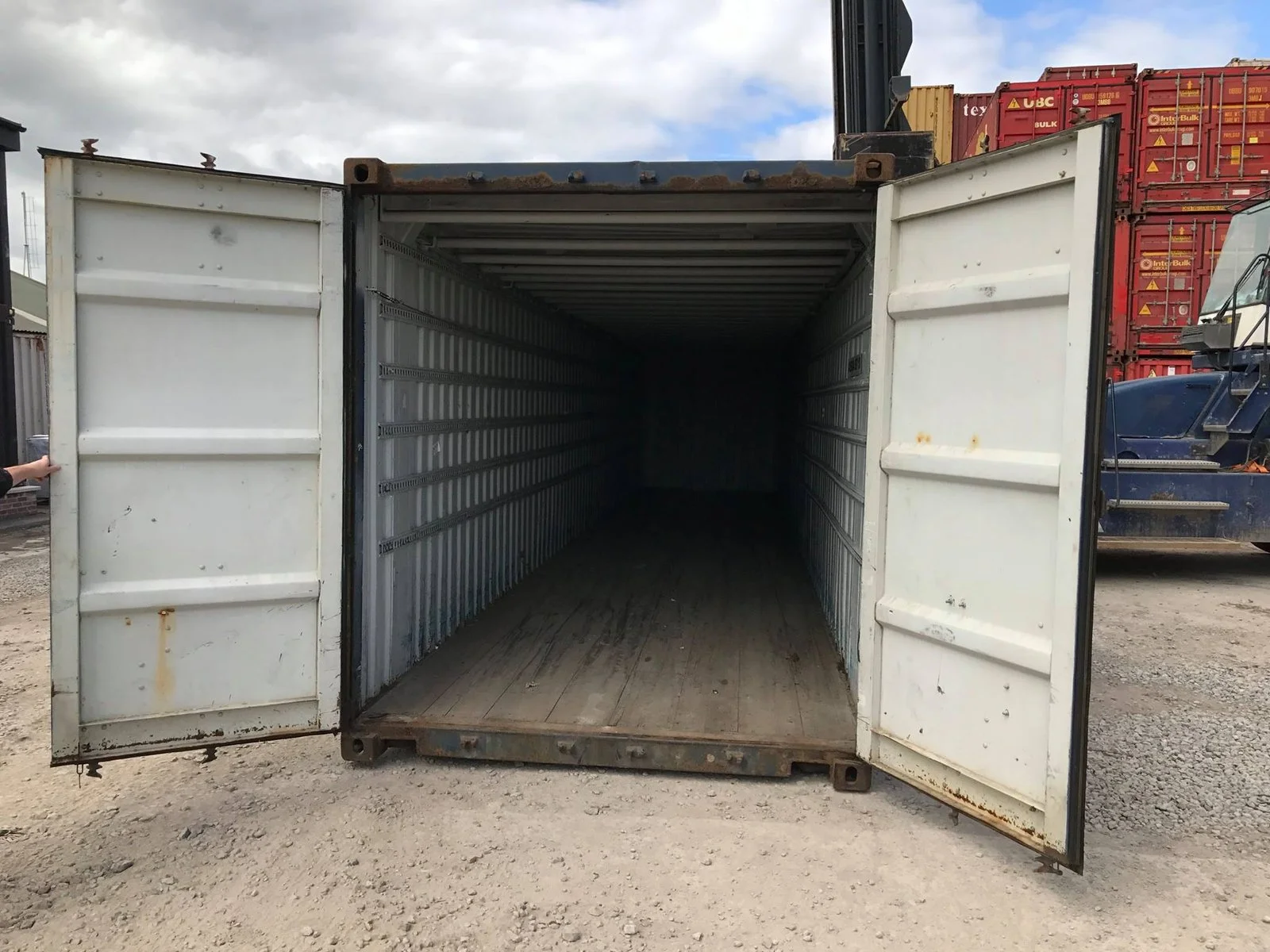 Large 45ft storage container for warehouse overflow and industrial equipment storage