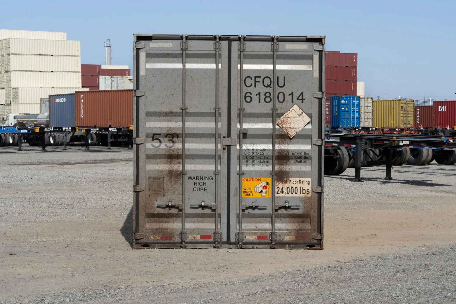 Large 53ft high cube COR-TEN steel shipping container with double cargo doors