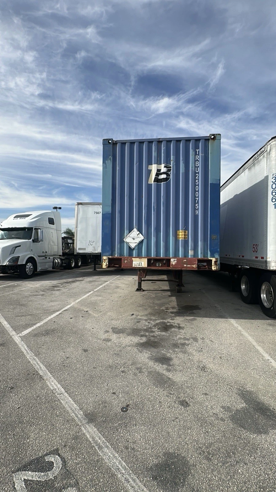 Used 53ft high cube container with extra height and secure cargo doors