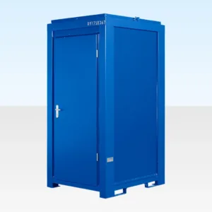 5ft x 4ft single mains toilet unit in Gentian Blue for construction sites