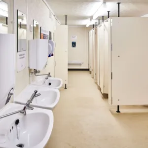 6+1 steel toilet cabin with anti-vandal construction for construction sites