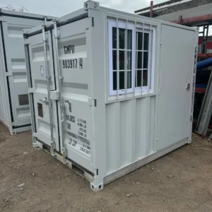 Small storage container with window and marine plywood flooring