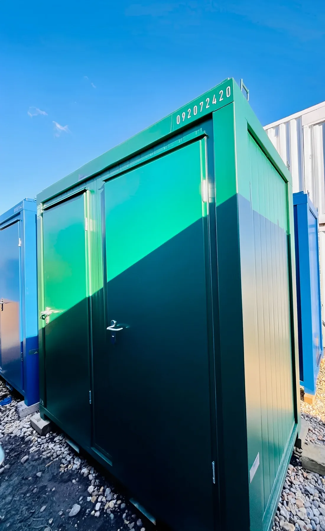 Compact 8ft sanitation unit for construction sites and public events