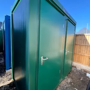 8ft x 5ft double mains toilet unit with two separate restroom compartments