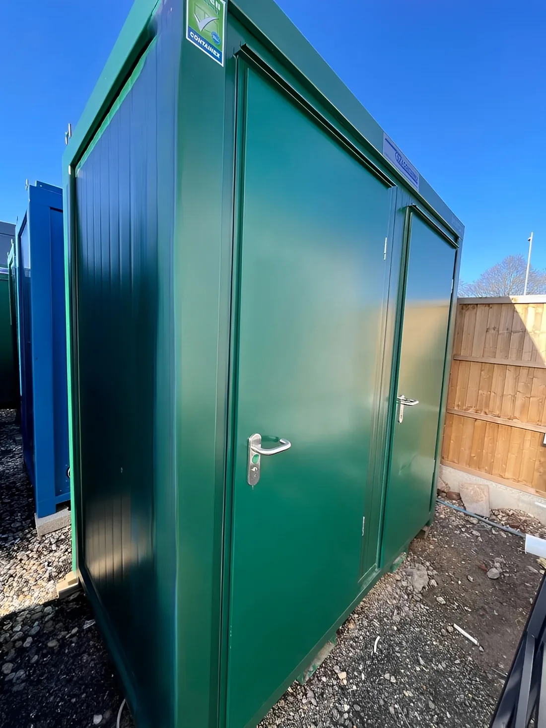 8ft x 5ft double mains toilet unit with two separate restroom compartments