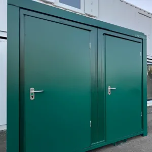 8ft x 5ft mains toilet and shower cabin with separate lockable entrances