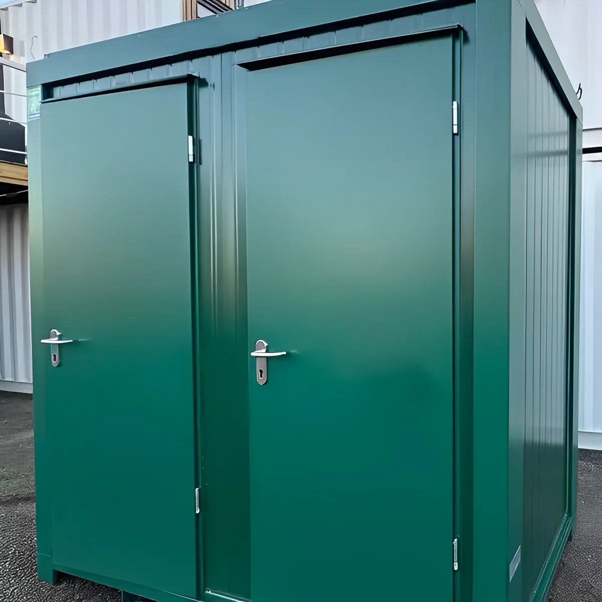 Compact anti-vandal toilet and shower cabin with insulated steel construction