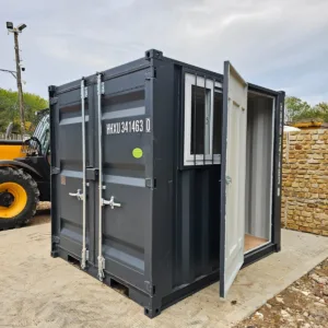 Secure 8ft shipping container with double cargo doors and lockbox