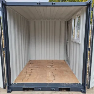 Compact lock up storage container for construction tools and equipment