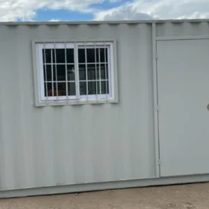 9ft container office with side door and window for portable workspace use
