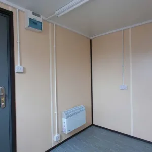 Clean 20ft office container with insulated interior and electrical installation
