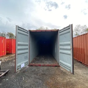 Used 40ft storage container with double cargo doors and wooden flooring