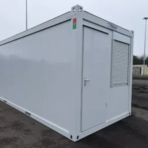 Container office with insulated walls and durable corten steel construction