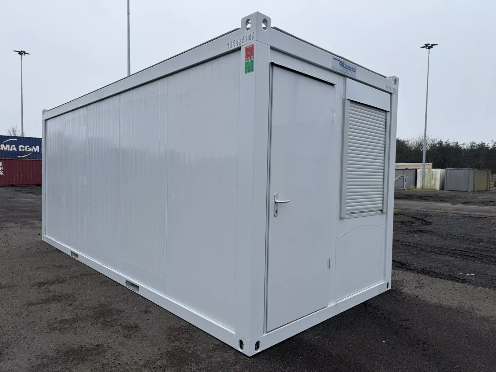 Container office with insulated walls and durable corten steel construction