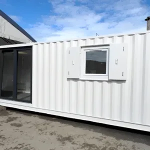 Modern 40ft shipping container office with LED lighting and vinyl flooring