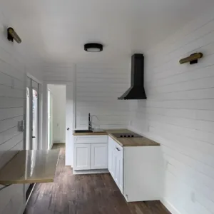 Customized 40ft container house featuring full kitchen and living space