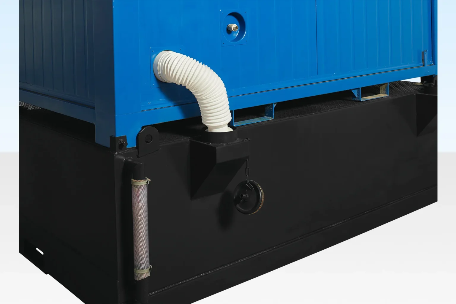 Double mains toilet waste tank with dual 150mm emptying points