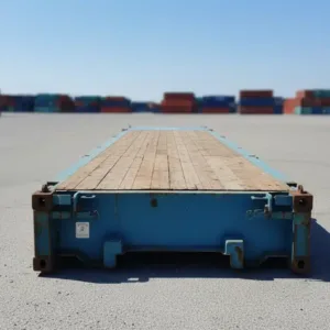 Heavy-duty 40ft flat rack container with collapsible end walls and steel frame
