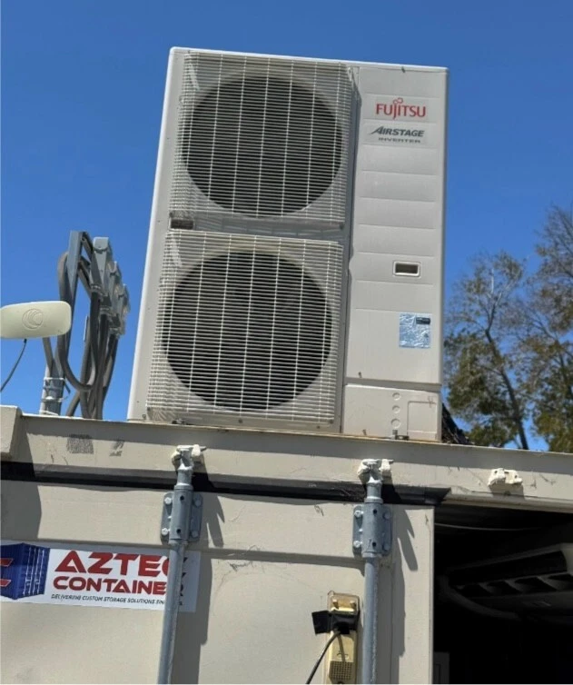 Modified 20ft refrigerated container with wiring access and insulated walls