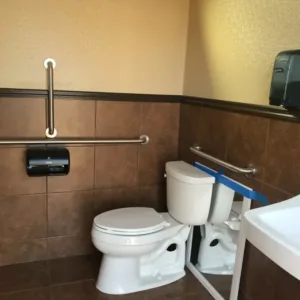Portable bathroom container for construction sites and outdoor events