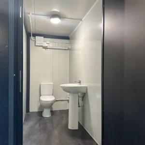 Modular triple toilet container for events, workforce housing, and remote locations