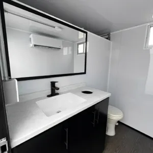 Premium two-station restroom trailer for construction sites and outdoor events