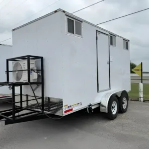 Upscale 2 station portable restroom trailer with private restroom compartments